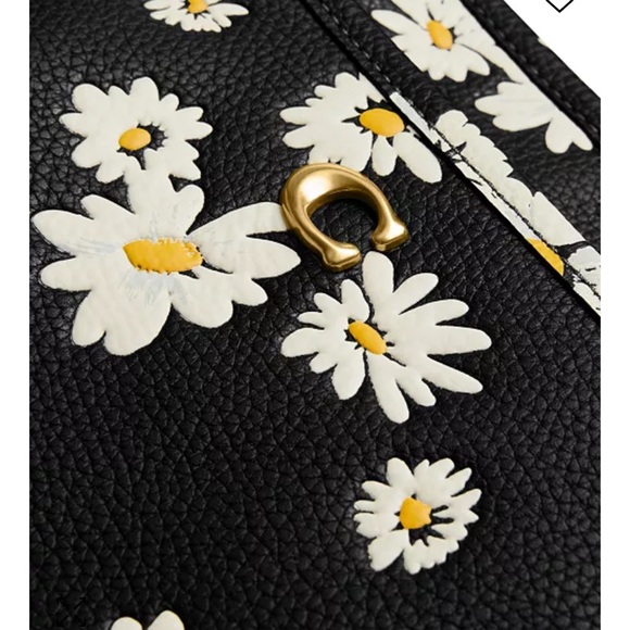 NWT Coach Black Floral Leather Crossbody Bag & Matching Wallet Purse Set - Picture 5 of 9